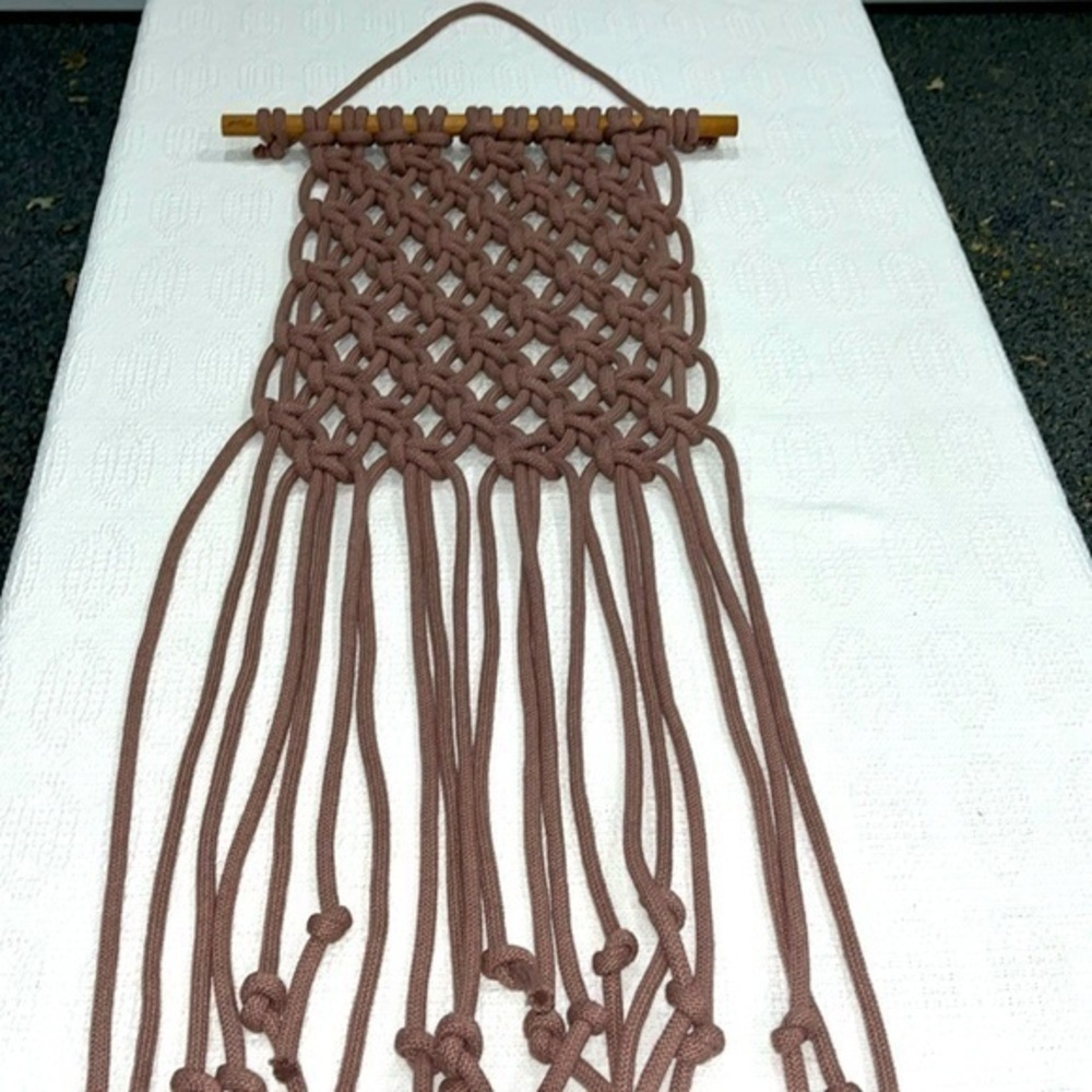 Macrame large piece dusty pink mauve made by‎ Hannah
